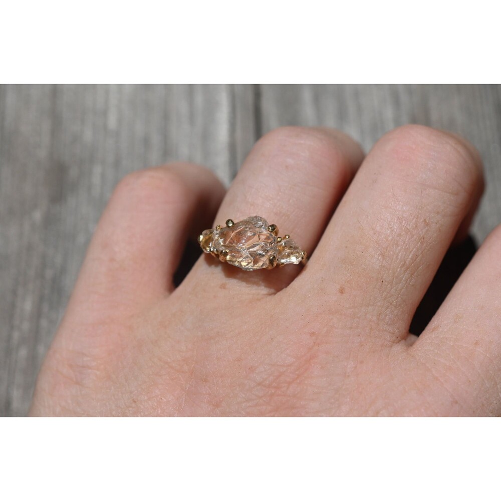Size 7 14k Gold Diamond Ring, Raw Diamond Engagement Ring, Solid Gold Engagement